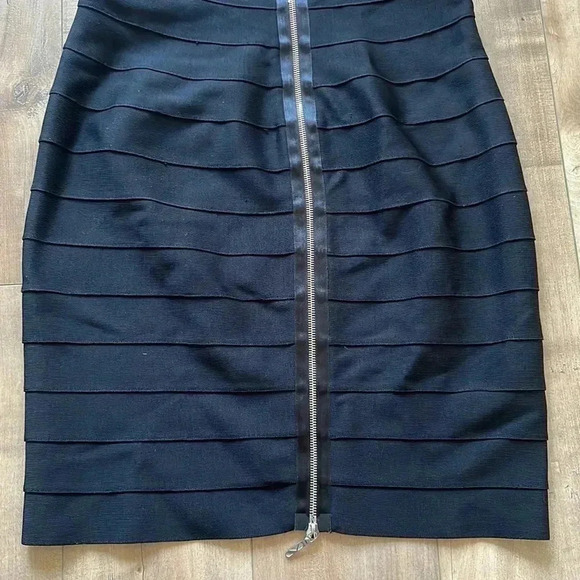 Carmen Marc Valvo Black & White Bandage Midi Cocktail Dress Sz M - Picture 7 of 7